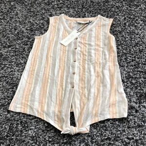 RACHEL Zoe striped button up tank with front tie